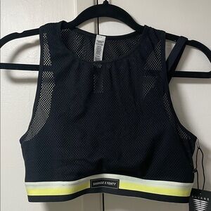 Savage X Fenty Black and Yellow Mesh Sports Bra XL